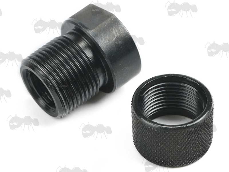 M9 x .75 to 1/2-28 American Thread Silencer Adapter with Thread Guard