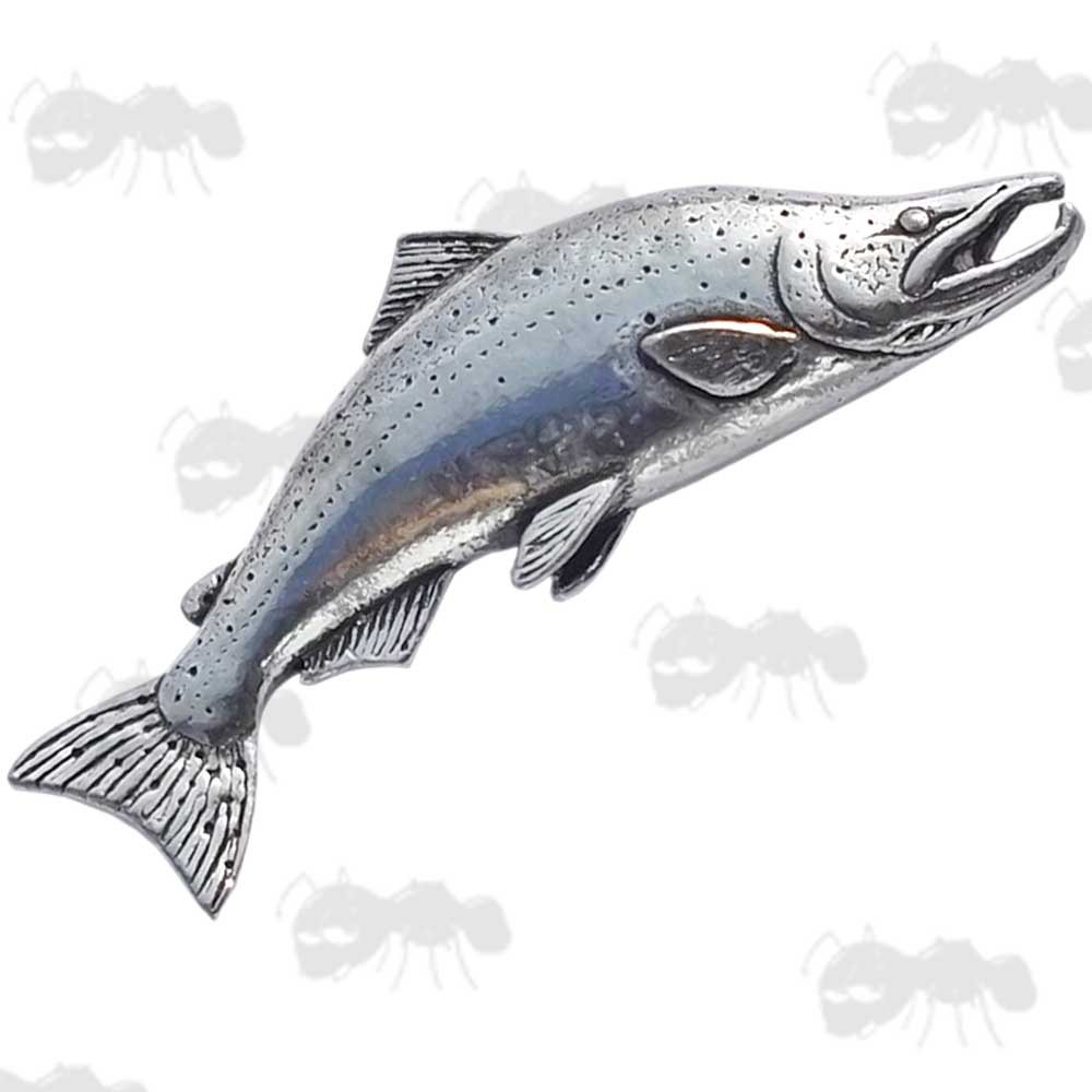 Large Salmon Pewter Pin Badge
