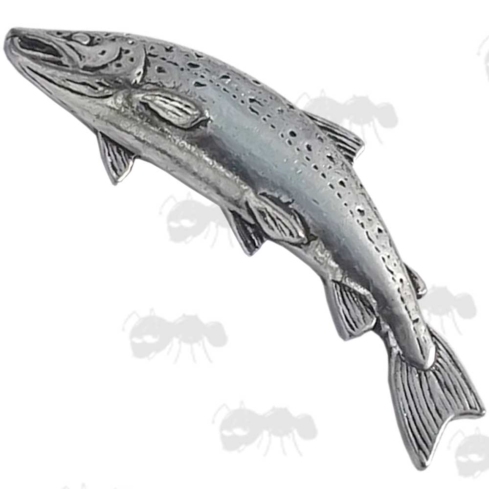 Small Salmon Pewter Pin Badge