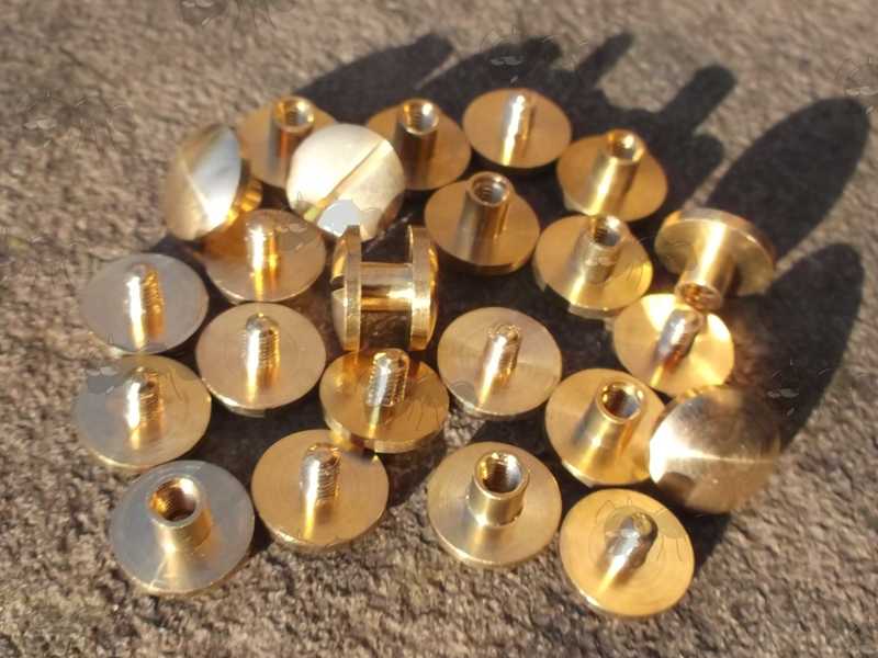 One Dozen 4mm Domed Head Brass Chicargo Studs