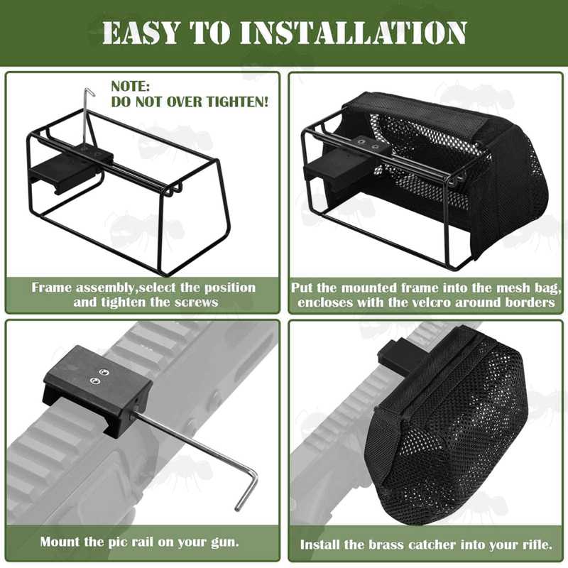 Installation Guide for The Rifle Brass Catching Box Net with Adjustable Handguard Rail Mount Fitting and Base Mount