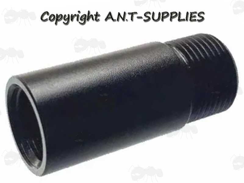 Black Anodised 6061 T6 Aircraft Grade Alloy M12x1 Female Thread To M14x1 Left Hand Male Thread Muzzle Adapter