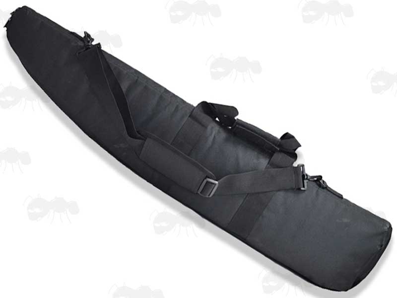 Back View of The Shoulder Sling Carry Strap on The 98cm Long Black Canvas Tac-Rifle Case
