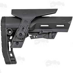 Black Polymer Collapsible Tactical Rifle Buttstock with Adjustable Cheek Rest Riser