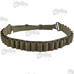 Green Shotgun Belt With 25 Loops for 12 and 20 Gauge Cartridges, Can Be Used As A Sling or Bandolier