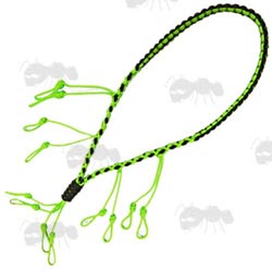 Neon Green and Black Paracord Weaved Game Call Lanyard with Twelve Drops