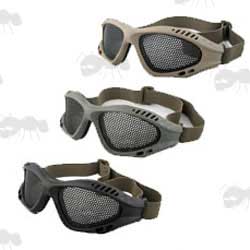 Black, Green and Tan Coloured TMC Low Profile Perforated Steel Airsoft Goggles