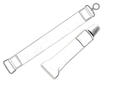 Drawing of a Shaving Strop and Tube of Paste