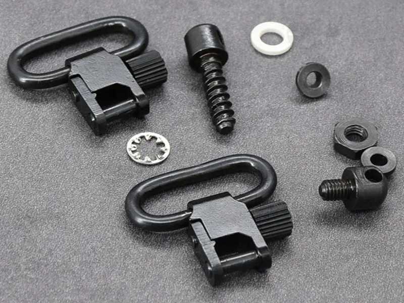 Black Anodised Ruger Mini 14 Rifle QD Sling Swivel Base Set with Quick-Detach Swivels for a 25mm Wide Sling Strap