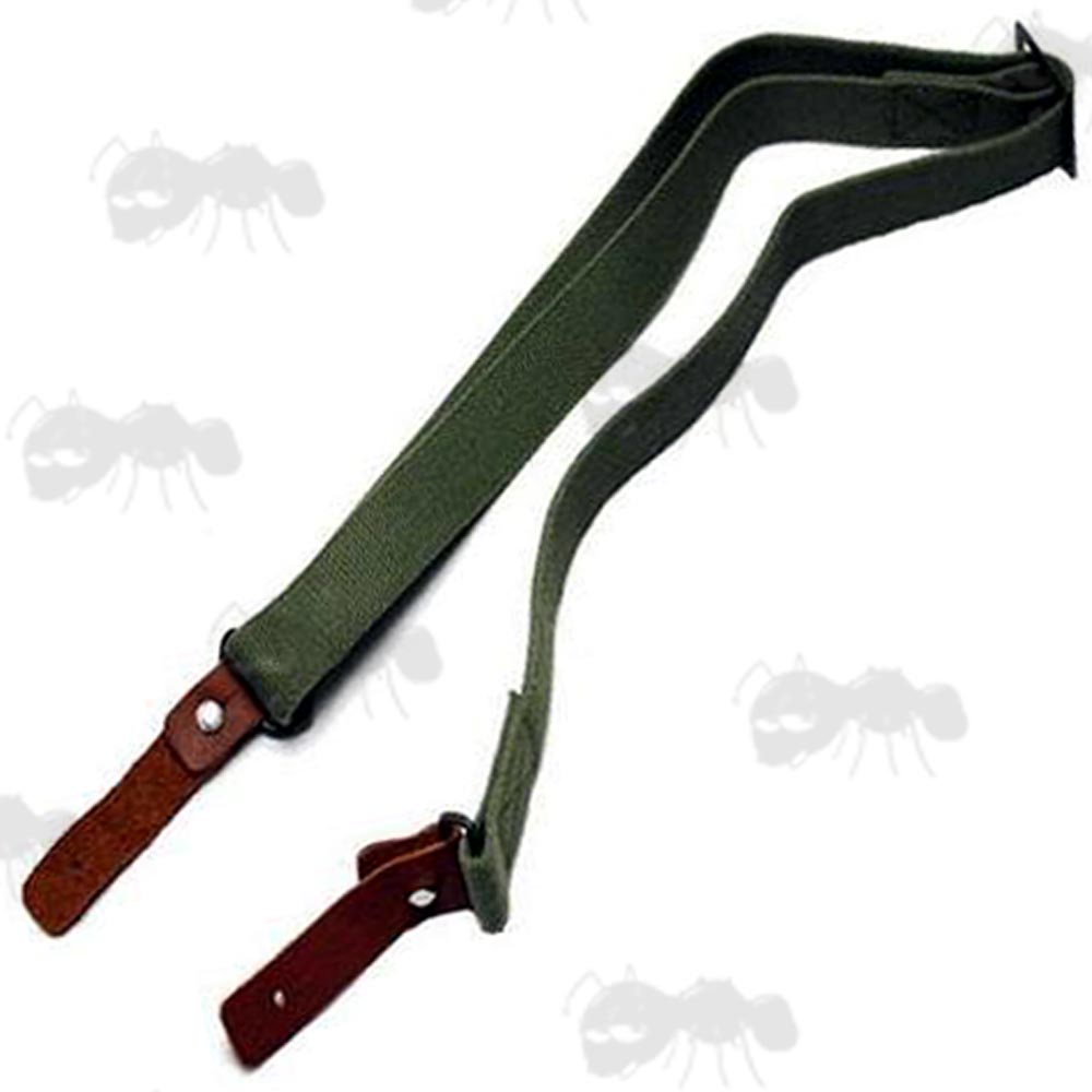 Dark Green SKS Rifle Sling with Leather Tabs