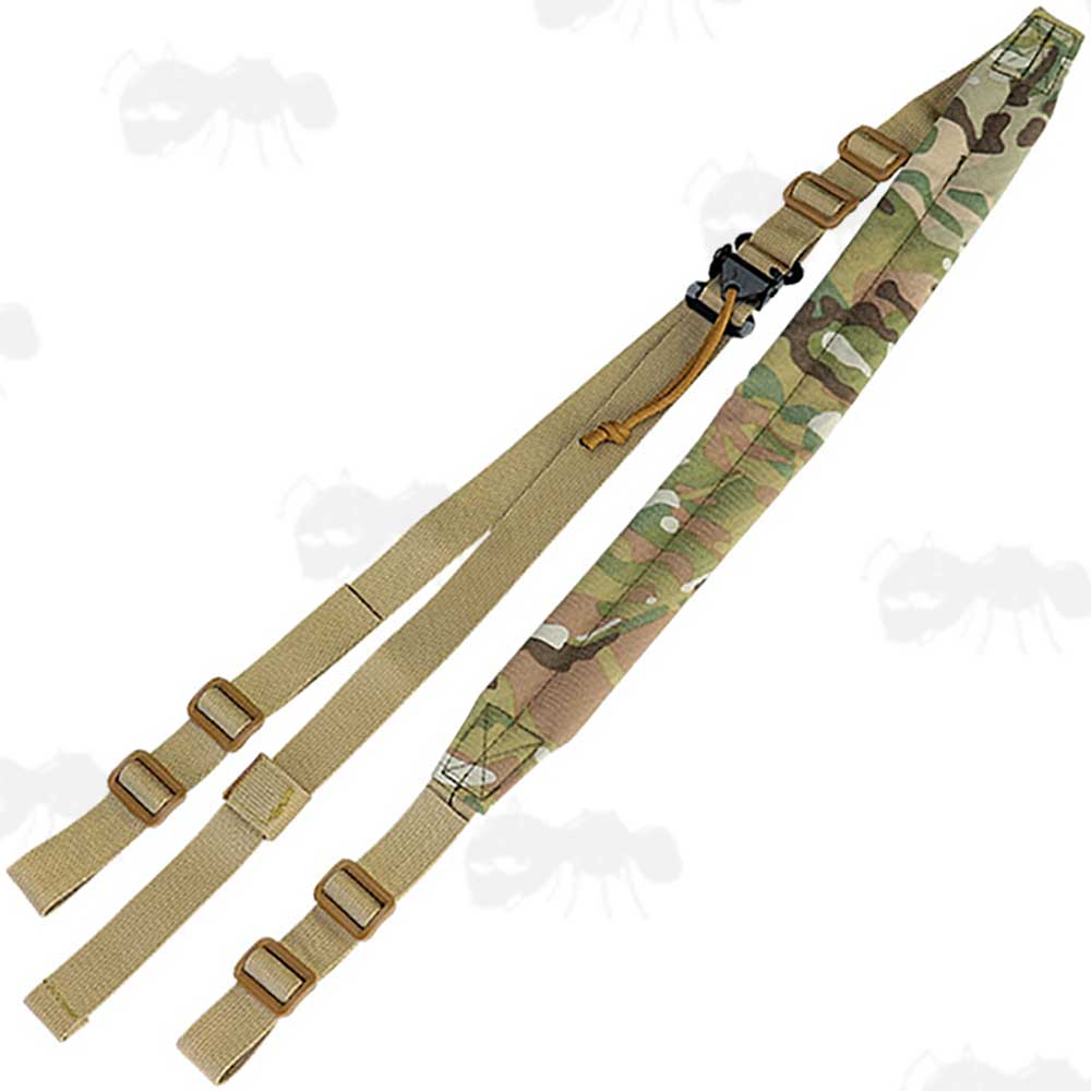 Long Padded Two Point Rifle Sling in Multicamo with Swivels Needed