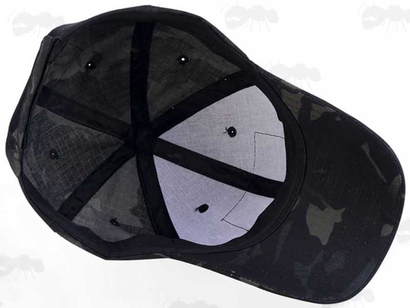 Inner View of The Black Reptile Camouflage Baseball Cap with Negative Velcro Patch Holder