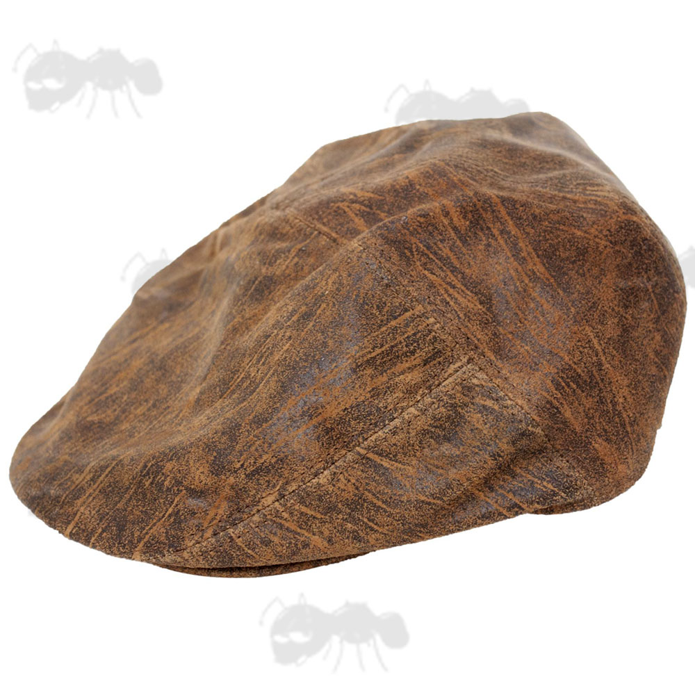 Extra Large Aged Leather Flat Cap Eureka Stockade Free UK Delivery