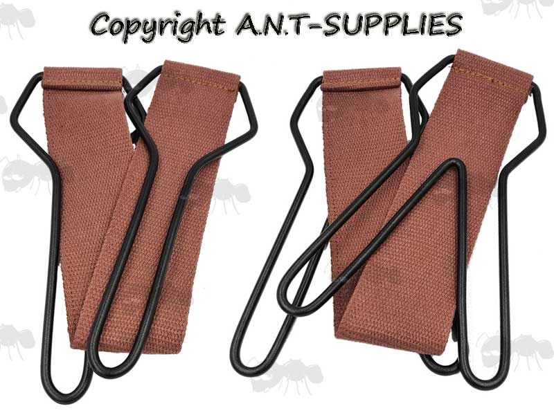 Two Bisley Brown Canvas Strap Game Carriers