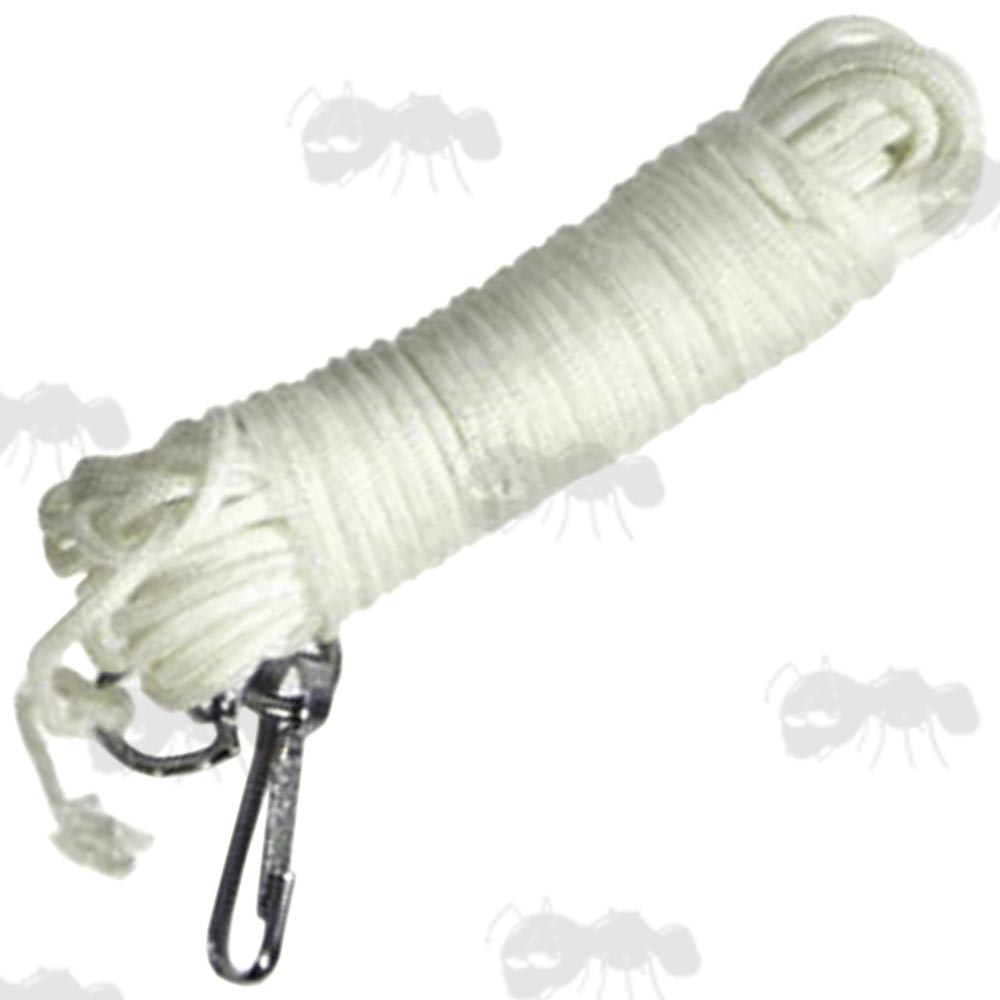 Long Length of White Nylon Ferreting Lead Ling with Metal Fittings
