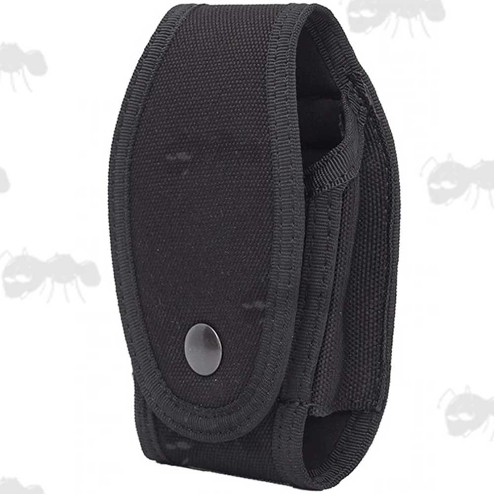 Black Canvas Belt Fitting Handcuff Pouch With Press Stud Fastener Flap