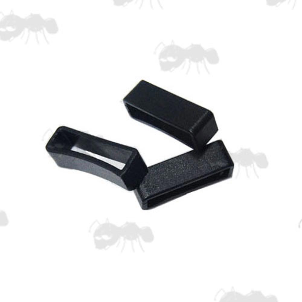25mm Wide Black Plastic Webbing Keeper Loops