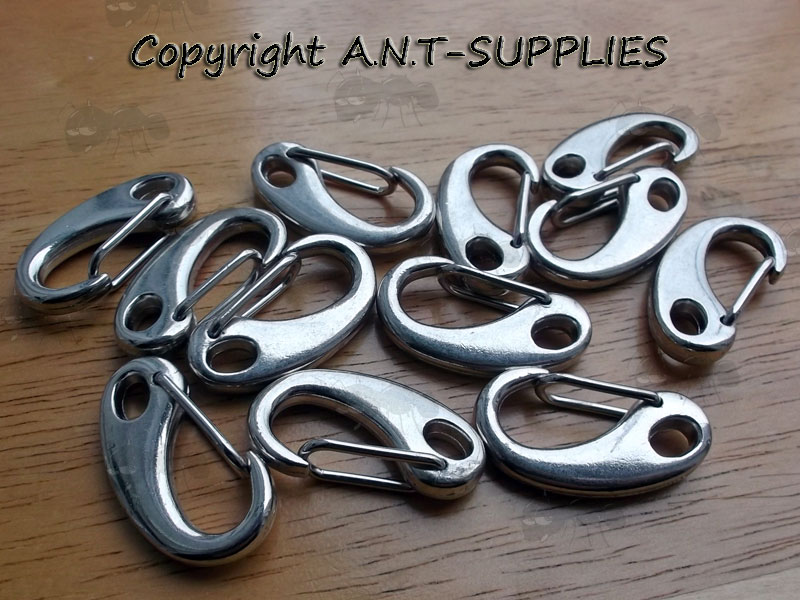 One Dozen Silver Metal Snap Clips for Paracord Lanyards