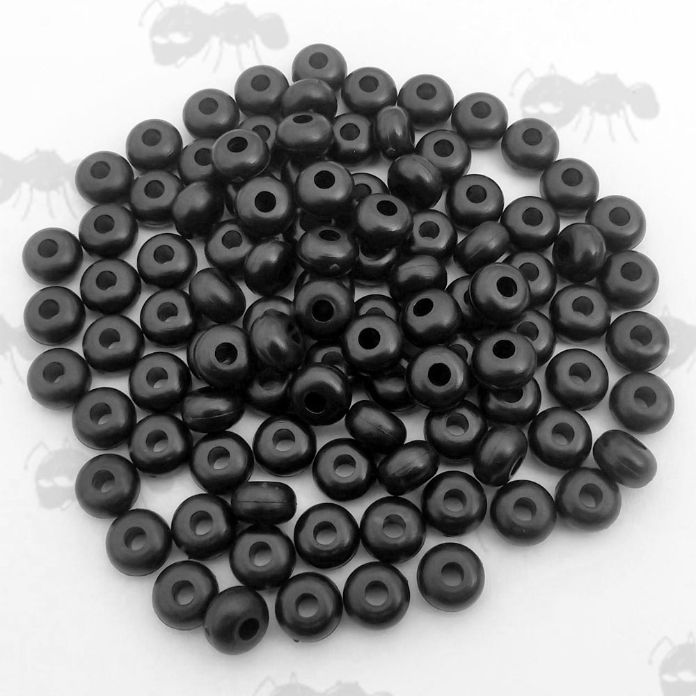 One Hundred Black Plastic Cord Bead Bands