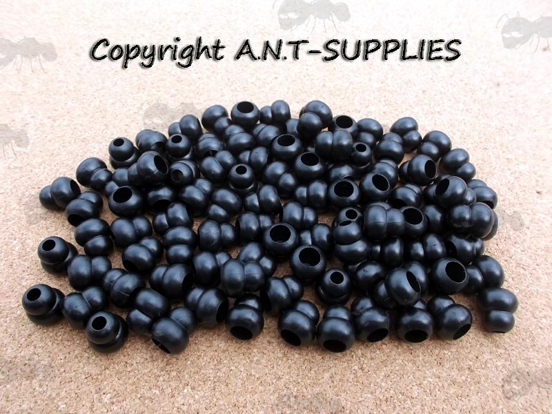 One Hundred Black Plastic Cord Bead Gourds