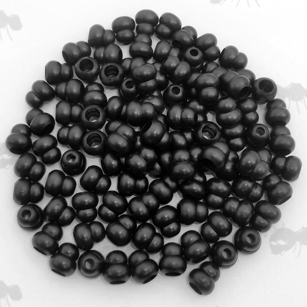 One Hundred Black Plastic Cord Bead Gourds