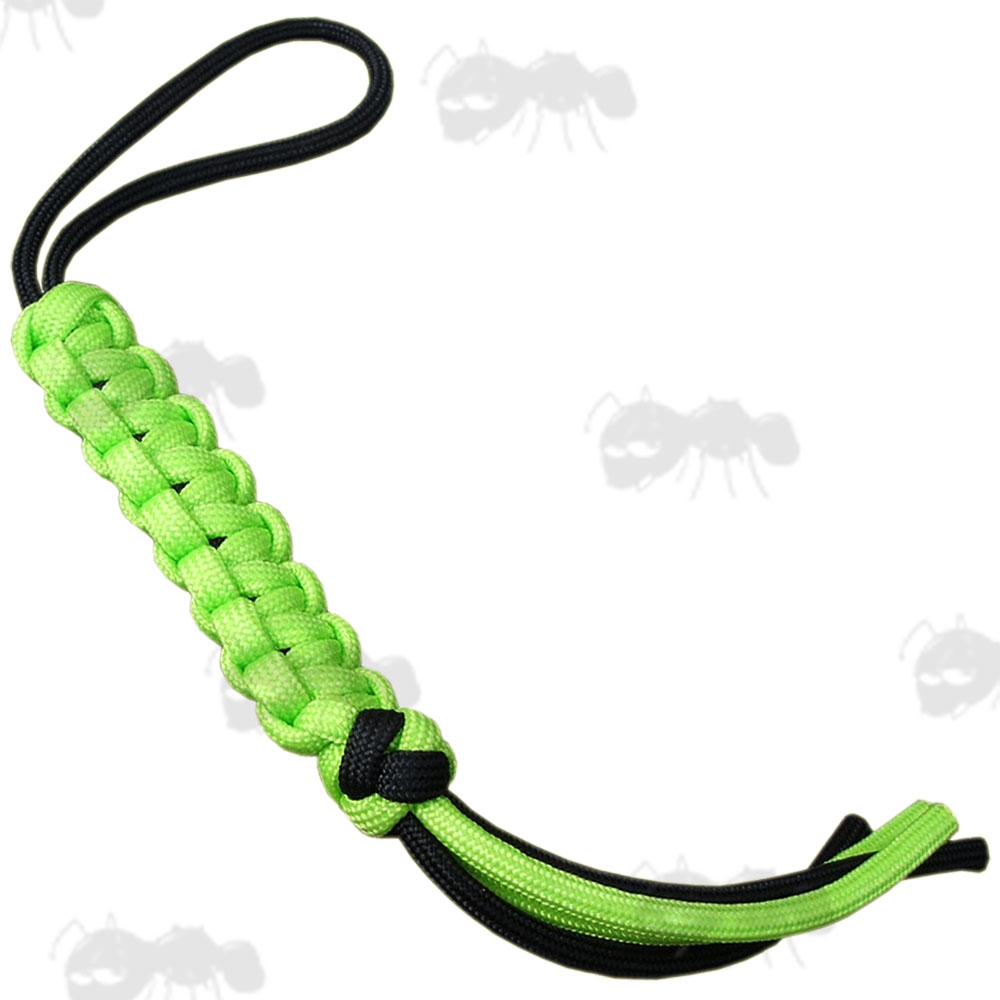 Flurescent Green and Black Paracord Knife Lanyard