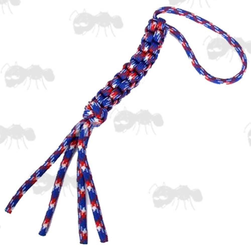Red, White and Blue Square Weave Paracord Knife Lanyard