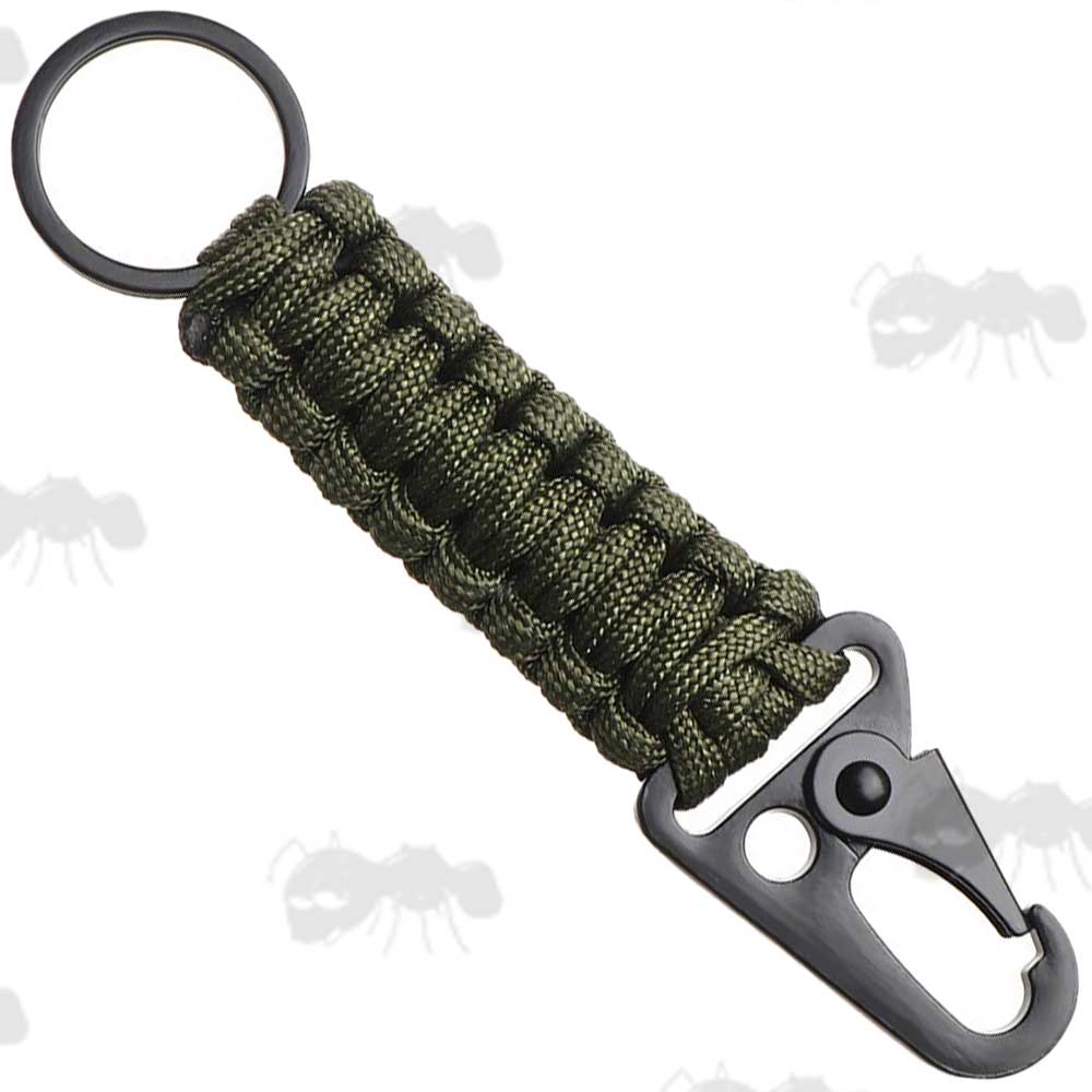 Green Paracord Keychain Paracord Keychain With Quick Fit HK Style Clip