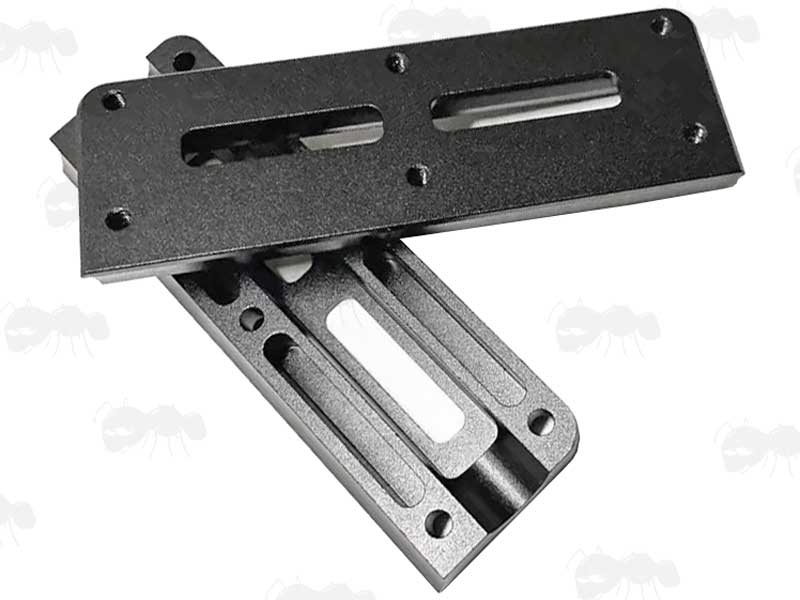 Dismantled View of The Two Halves of The M-Lok Barrel Rail Adapter Base Mount for Artemis P15 Air Rifles