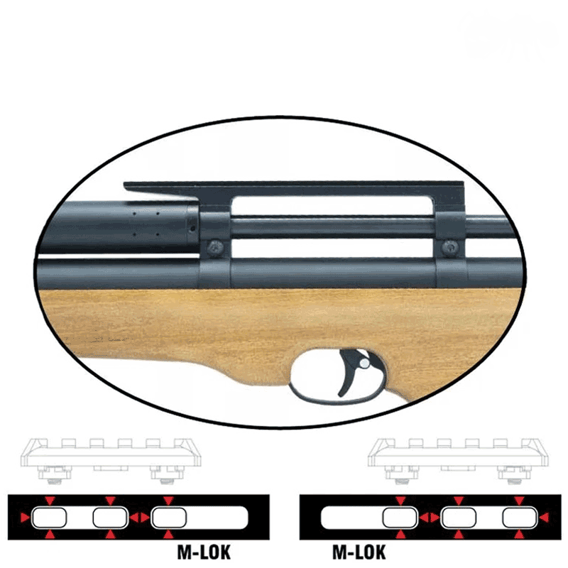 Animation of Installation Location of The M-Lok Barrel Rail Adapter Base Mount for Artemis P15 Air Rifles