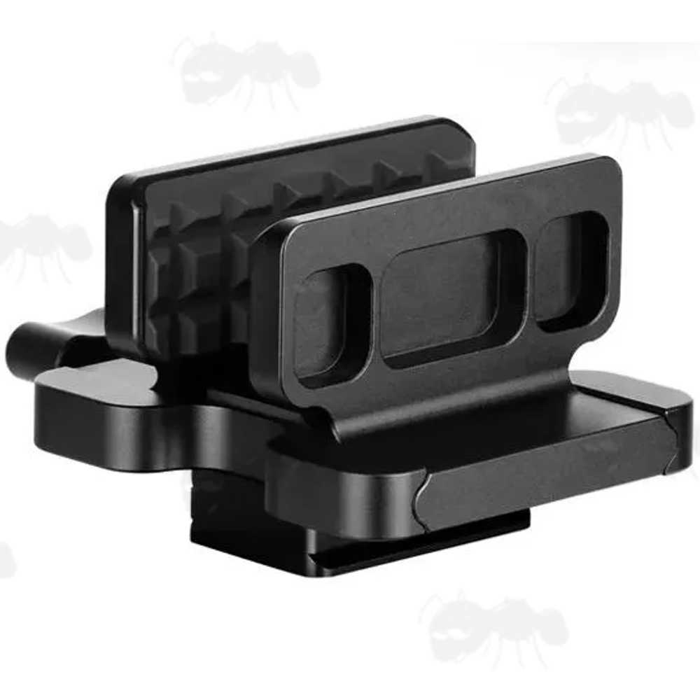 Black Finished Metal Rifle Tripod Fitting Saddle Mount Rest for ARCA-Style and 1/4-20 and 3/8-16 Threaded Rifle Shooting Sticks, Bipod or Tripods