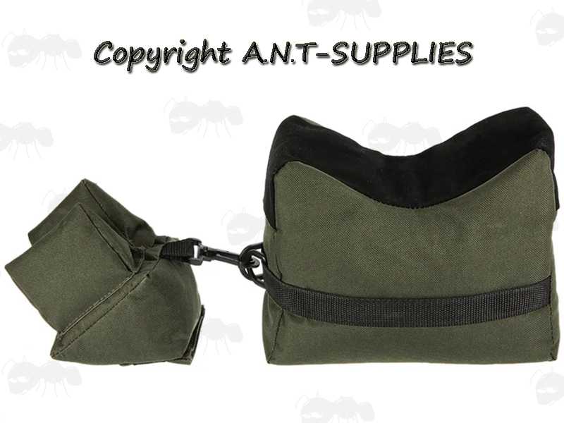 Olive Green Polyester Canvas Front and Rear Combo Gun Rest Shooting Bags with Rifle