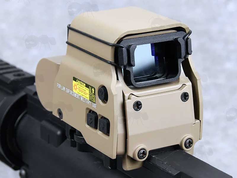 Bikini Style Killflash Lens Covers for EoTech Holosight Range, Shown Fitted to a Tan Coloured 551 Sight