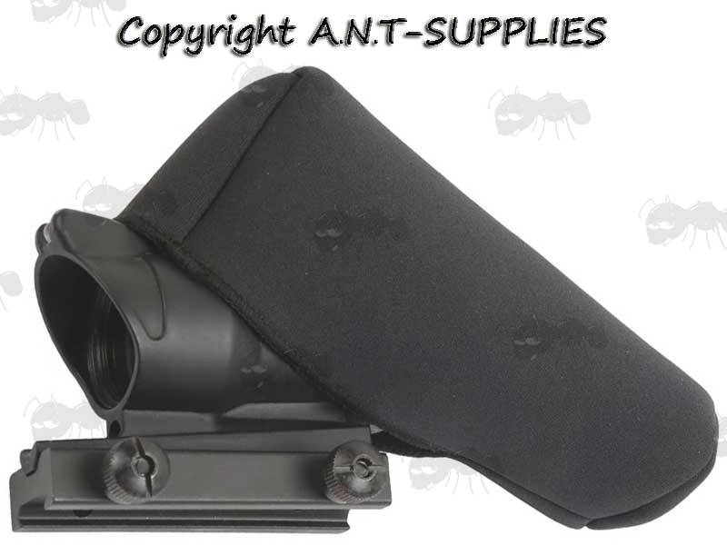 Long Length Black Neoprene Dot Sight Cover on ACOG 4x32 Scope