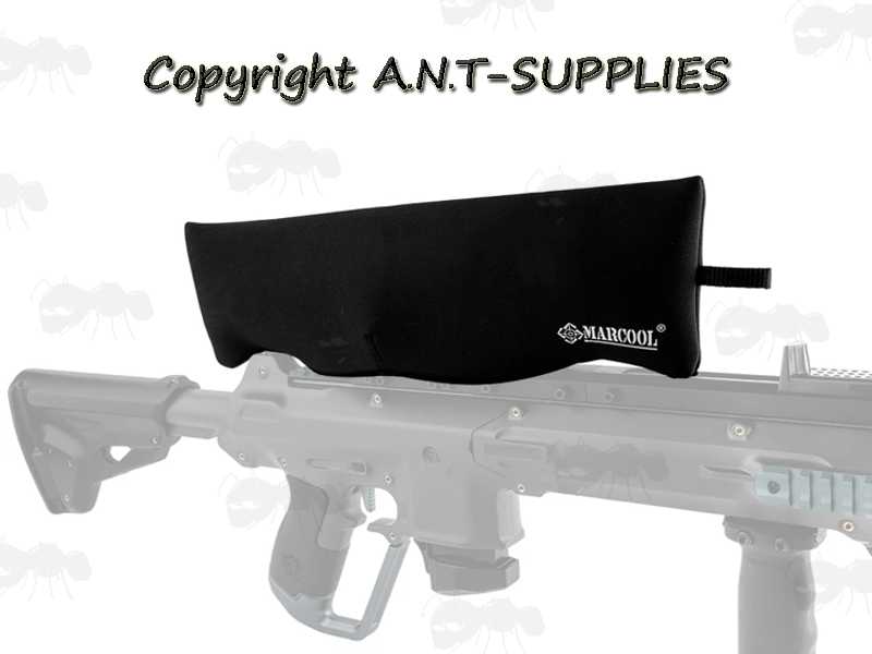 All Black Neoprene Rifle Scope Cover Shown Fitted Over a Rifle Scope