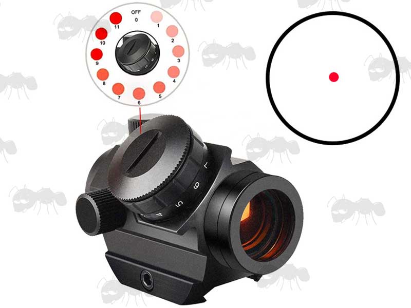 AnTac Red Dot Sight with Rubber Bikini Style Lens Covers, On a Weaver / Picatinny Rail