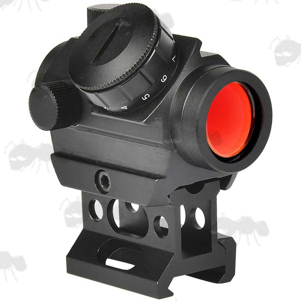 AnTac Red Dot Sight with Rubber Bikini Style Lens Covers, for High Riser Weaver / Picatinny Rail