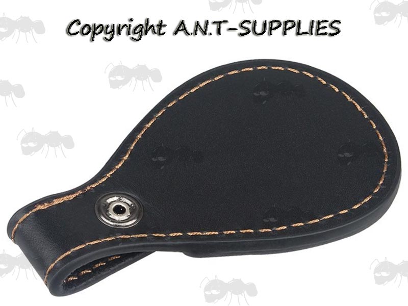 AnTac Black Leather Barrel Rest Boot Toe Protector with Brown Stitching