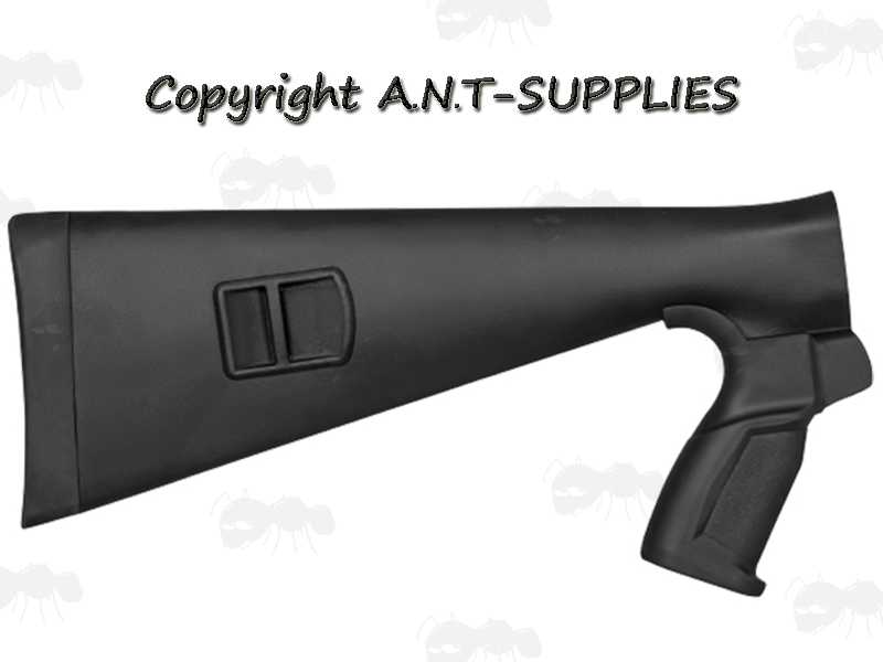All Black Polymer Pistol Grip Shotgun Stock with Sling Fitting Loop for Benelli M4 Shotguns