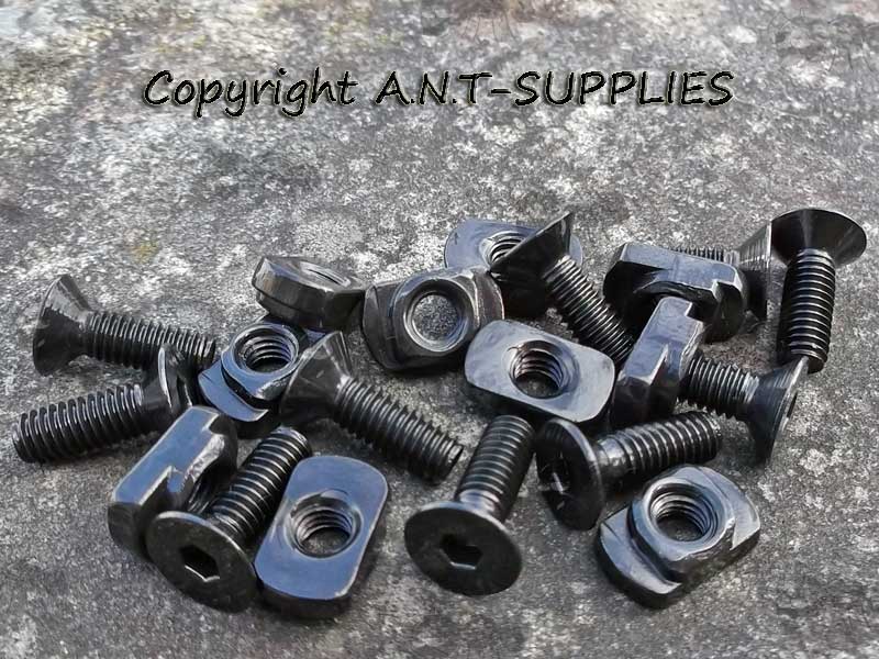 Set of Ten Steel M-Lok Rail Fitting Nuts and Pan Head Hex Socket Head Screws