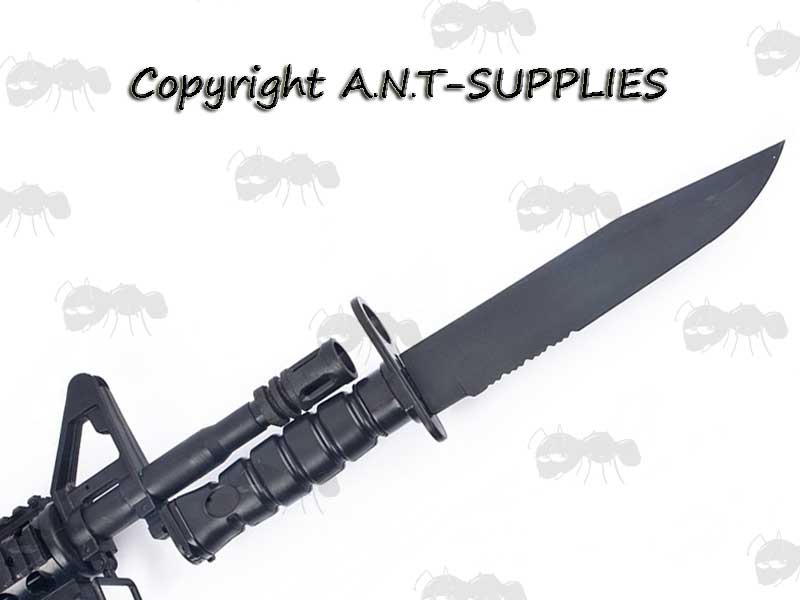 M10 Airsoft Rubber Bayonet Fitted To A Rifle