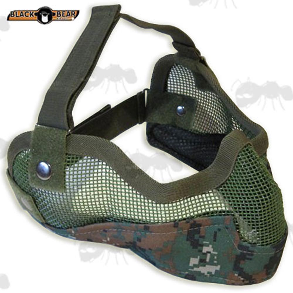 Marpat Black Bear Lower Face Wire Mesh Airsoft Mask with Ear Covers