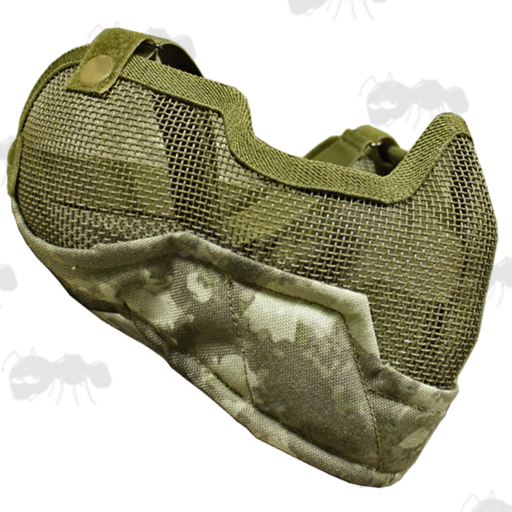 All Terrain Camo Airsoft Lower Face Wire Mesh Mask with Ear Covers