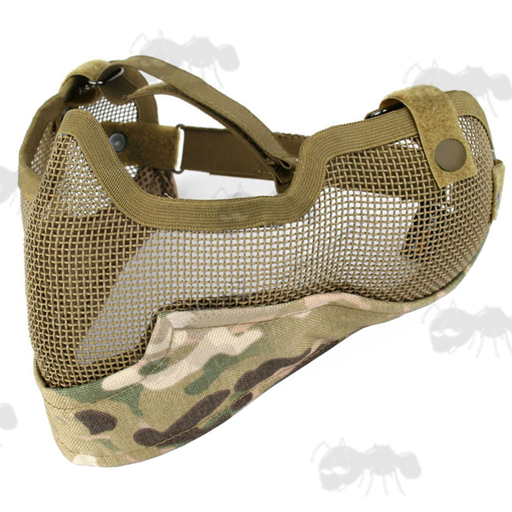 Multicamo Lower Face Wire Mesh Airsoft Mask with Ear Covers