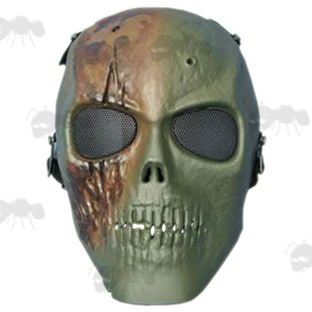 MO1 Green and Brown Camo Full Face Skull Airsoft Mask