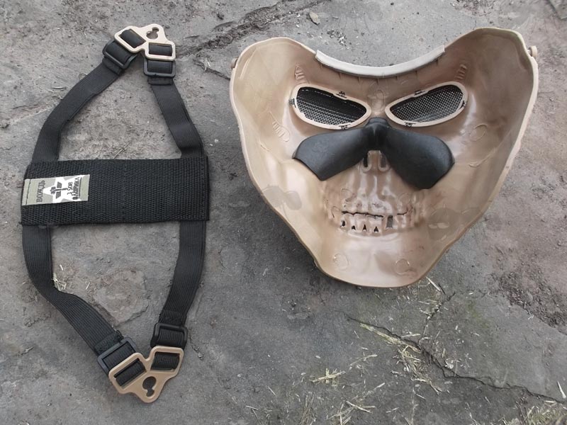 M02 Half Face Skull Airsoft Mask Black, Silver, Tan, Dark Earth