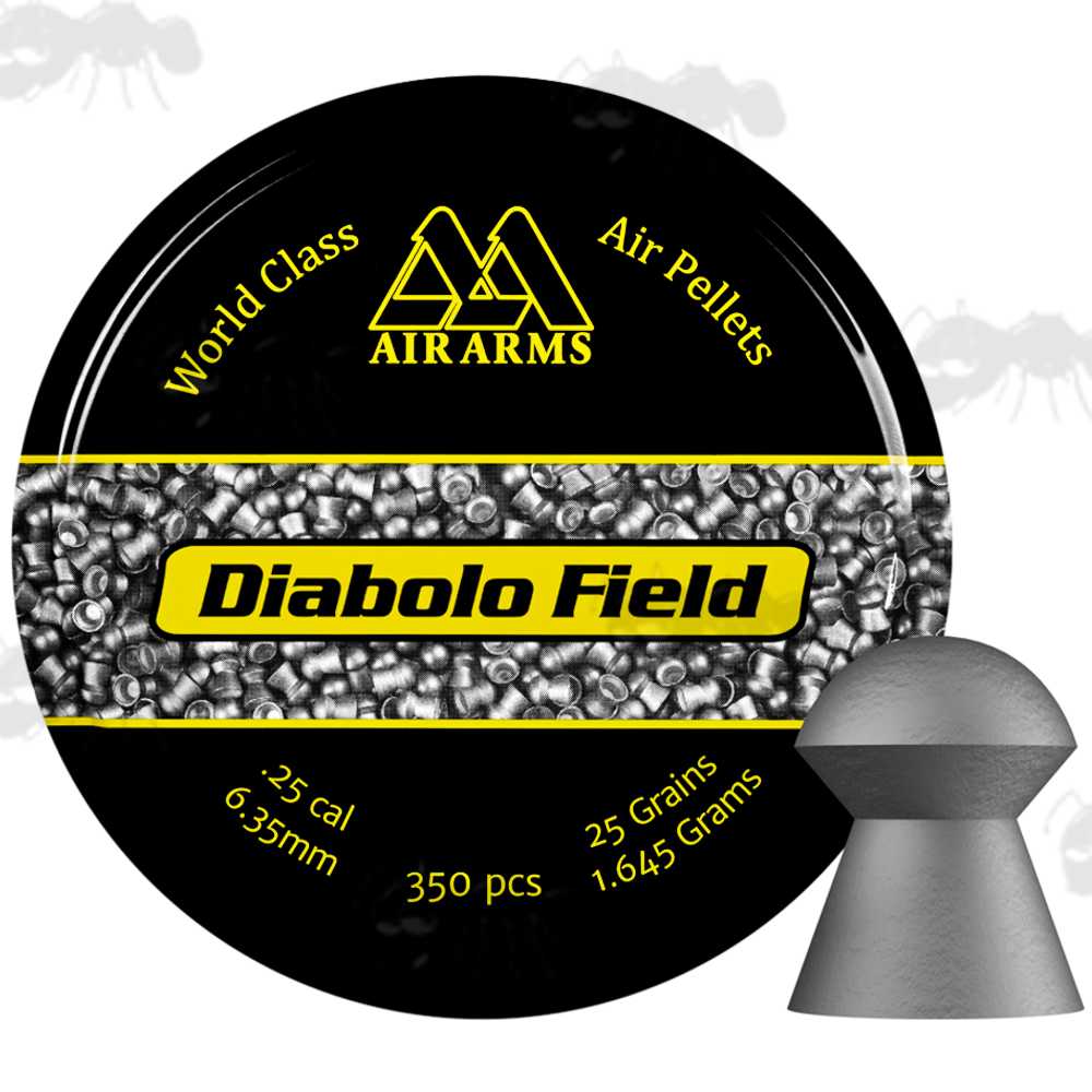 Tin of Air Arms .25 / 6.35mm Calibre Diabolo Field Airgun Pellets