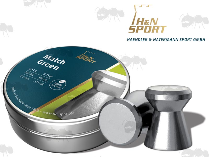 Tin Of .177 / 4.5mm Calibre H&N Match Green Line Lead Free Air Gun Pellets