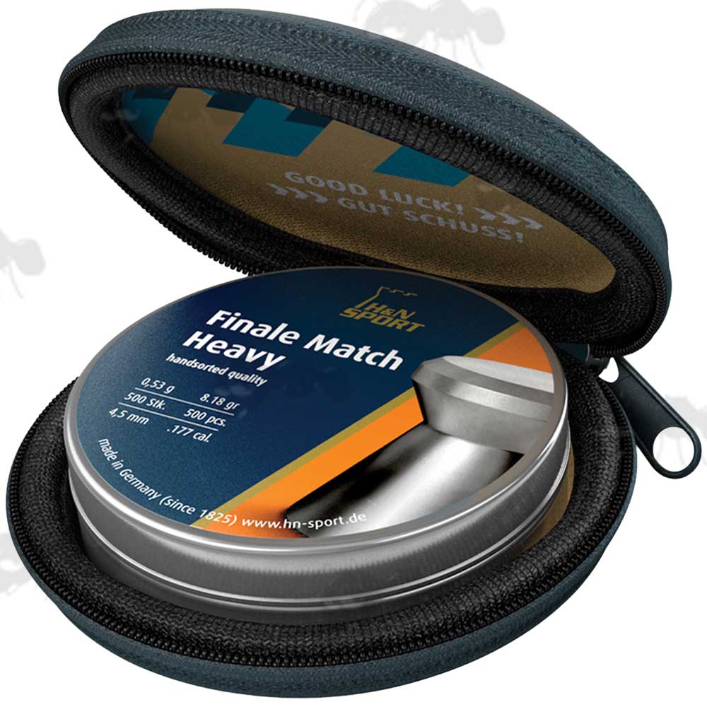 H&N Airgun Pellet Black Tin Cover with Zip Fastener