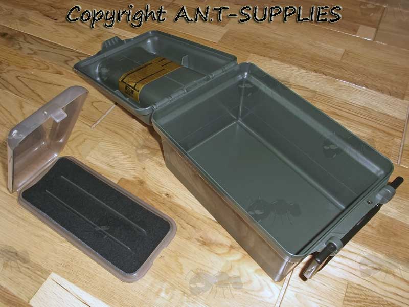 Open View of The MTM Forest Green Plastic Shotgun Cartridge Box and Choke Tube Case Holder